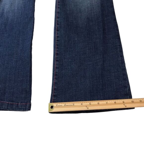 Southpole Jeans Size 18 Mid Rise Medium Wash Embroidered Pockets Red Stitching - Picture 12 of 13